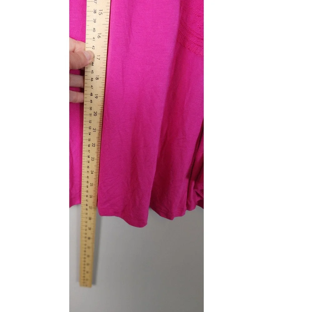 Pink Long Sleeve Top Bell Sleeve‎ Crochet Details Women's Blouse